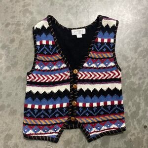 Multicolored red accented knit vest